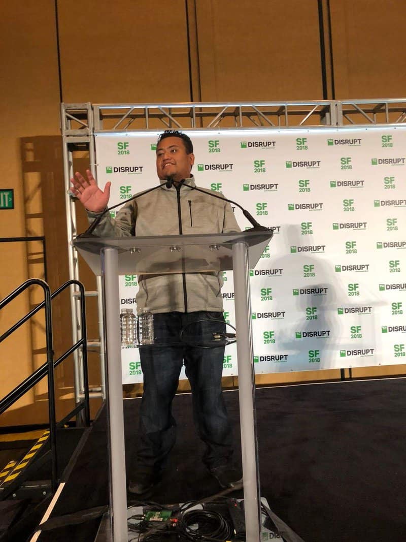 Asad Zulfahri on stage at TechCrunch San Francisco 2018
