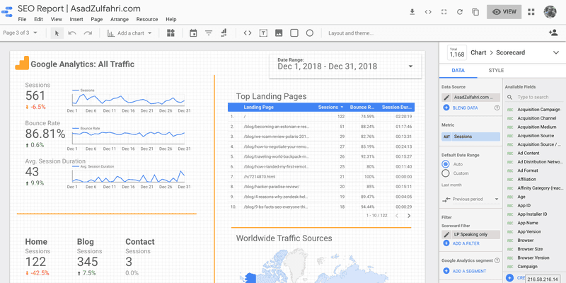 google analytics in data studio