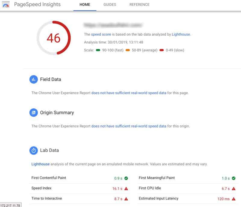 google pagespeed insights overview