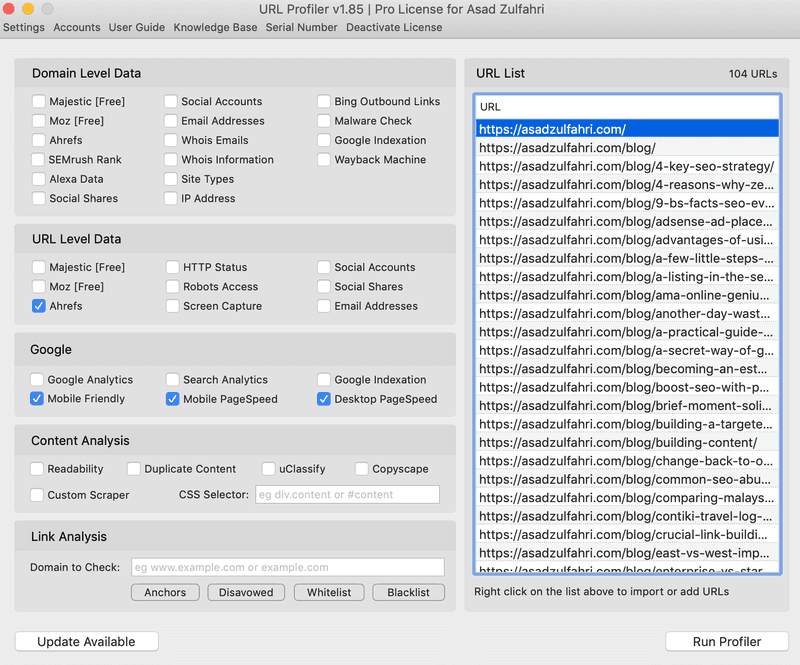 urlprofiler desktop app